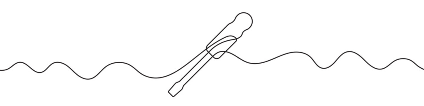 Continuous editable line drawing of screwdriver. Single line screwdriver icon.