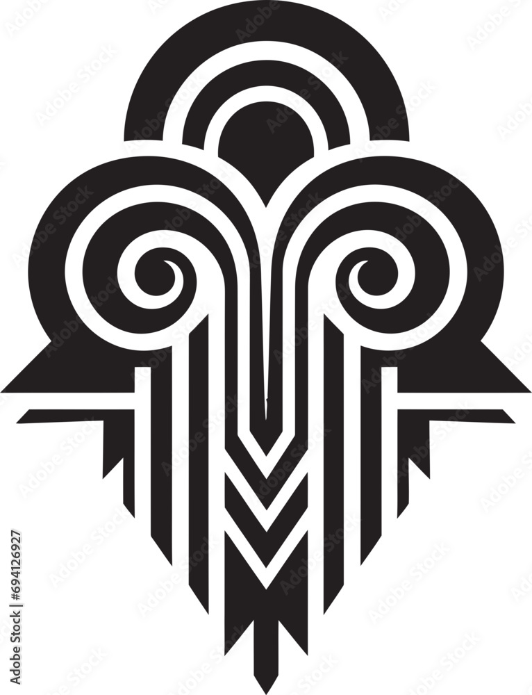 Aufkleber Artistic Angular Deco Geometric Icon Design Geometric Deco Fusion Vector Emblem Design
