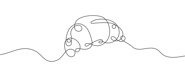 Continuous editable line drawing of croissant. Single line croissant icon.