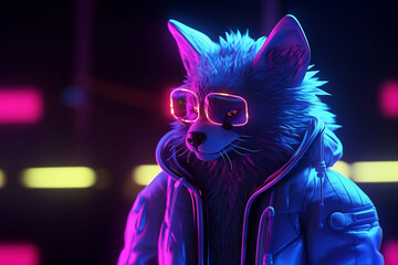 2077 Neon LoneWolf Furry Portrait
