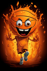 Funny basketball cartoon style design
