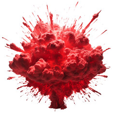 Red bomb explosion on transparent background. Generative AI