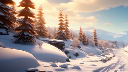 cartoon snow sking cinematic wallpaper