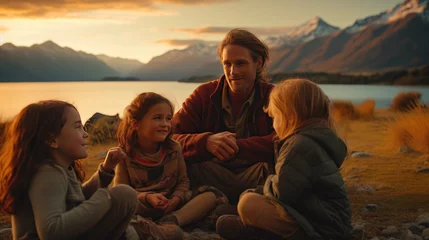 Fotobehang A family enjoying the beautiful summer atmosphere in New Zealand © didiksaputra