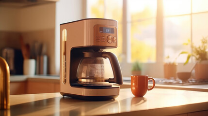 Coffee maker for making and brewing coffee in the kitchen