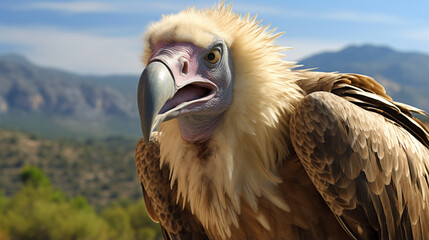 A majestic griffon vulture. sharper vulture eye. Beautiful vulture portrait. generative ai - obrazy, fototapety, plakaty