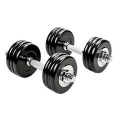 Two black dumbell isolated on transparent background, cut out, png