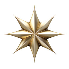 Fototapeta premium Golden Eight-Pointed Star: A symbol of hope, guidance, and achievement, this intricate, golden eight-pointed star shines brightly isolated on transparent background, cut out, png