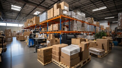 Maximized Warehouse, Dense Shelving - AI Generated