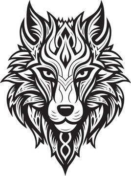 Wilderness Guardian Wolf Badge Nocturnal Alpha Wolf Logo Icon