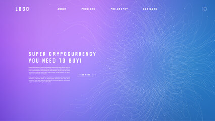 Landing page abstract design with expansion of line element. Template for website or app with tentacle shape.