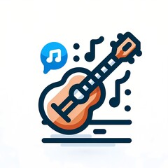 Stylized Guitar Illustration with Music Notes