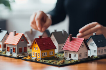 Close up of buyer realtor hand pointed on home of their dream