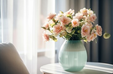 Soft pink flowers in a light room decor