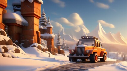 cartoon snow sking cinematic wallpaper