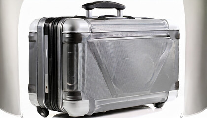 Plastic suitcase. Isolated on a white background.