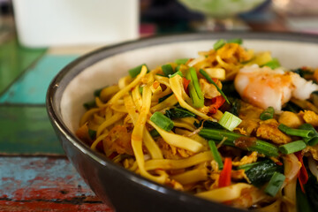 Noodle with vegetables in a bowl