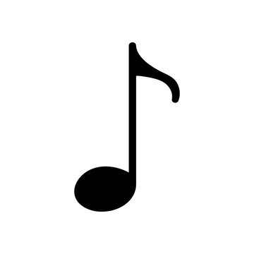 Music note, quaver, isolated, vector illustration.