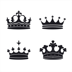 set of crowns vector - obrazy, fototapety, plakaty