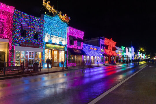 Rochester, MI - December 9 2023:  Downtown Rochester Michigan festival of holiday lights