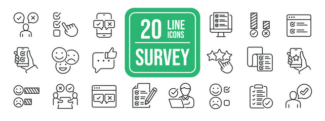 Survey line icons. Editable stroke. For website marketing design, logo, app, template, ui, etc. Vector illustration.