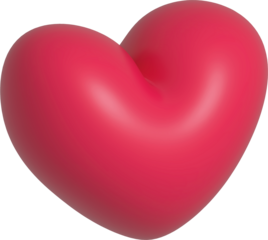 high quality pink red 3d heart isolated on transparent background
