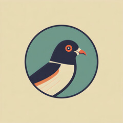 Minimalistic Pigeon Logo in Retrocolor Scheme: A Fusion of Modern Flat Design with Vintage Elements