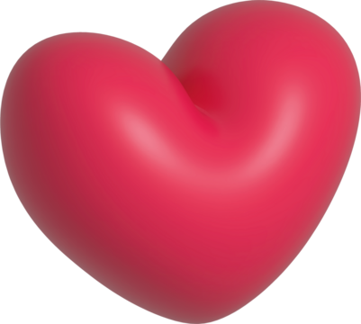 high quality pink red 3d heart isolated on transparent background