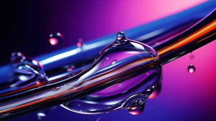 a purple object is shown with water drops and bubbles
