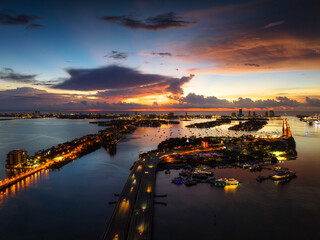 Miami view from Air at dawn