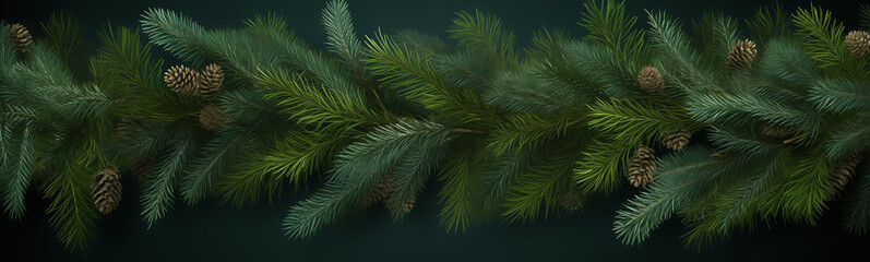 Fototapeta na wymiar Illustration banner fir tree Christmas tree nature copy space dark background