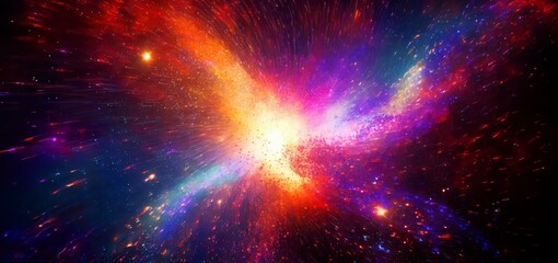 Cosmic Spectacle: Vibrant Interstellar Particle Explosion - Ultra High-Resolution Abstract Background
