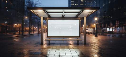 Blank billboard screen in a public place.A large outdoor advertising structure.Can be used for news, video, opinion, reviews, events, ads. - obrazy, fototapety, plakaty