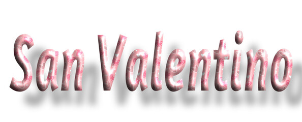 San Valentino, Valentine's Day, three-dimensional writing, pink and white color with hearts, written in Italian , holiday vector graphics, suitable for greeting card, message, banner, icon