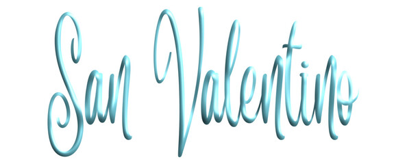 San Valentino, Valentine's Day, three-dimensional writing, light blue color, written in Italian, holiday vector graphics, suitable for greeting card, message, banner, icon - obrazy, fototapety, plakaty