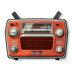 Modern High Resolution Vibrant Sticker: Exaggerated Proportions Detailed Radio Illustration