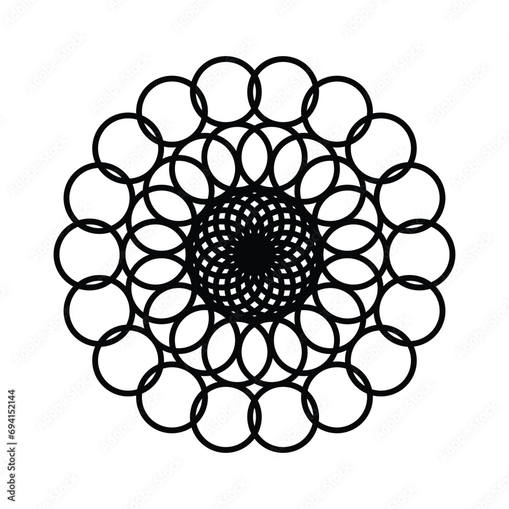 Poster monochrome contour with circular pattern of geometric shapes vector illustration. abstract design el