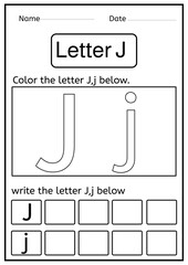 coloring letter J worksheets - writing letter j worksheets