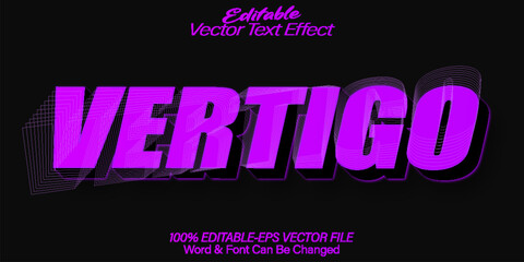 Vertigo Vector Text Effect Editable Alphabet Hypnotic Dizzy Purple