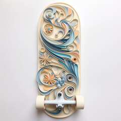 Paper Quilling Skateboard Illustration: A Unique Fusion of Textures, Coiling, and Intertwining Patterns