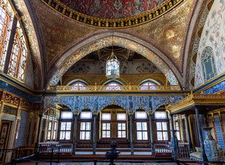 Topkapi Palace's Harem Imperial Hall in Istanbul, Turkey.