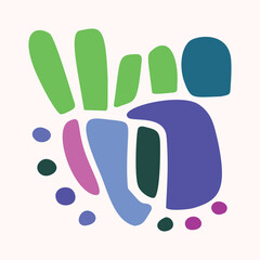 Simple nature leaf illustration in bold style for kids flower graphic design. Whimsical colorful vector drawing in happy folklore style. 