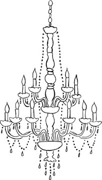 Ilustraci&oacute;n vectorial de candelabro antiguo. Boceto de contorno en tendencia de candelabro