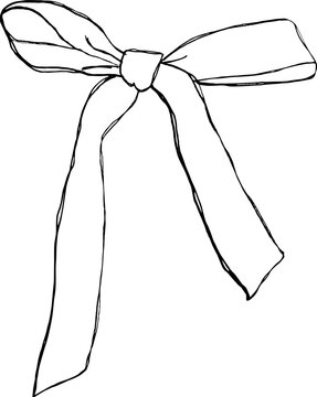 Ilustraci&oacute;n vectorial de mo&ntilde;o. Boceto de contorno en tendencia de  cinta. Estilo coquette