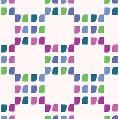 Childrens geometric stripe vector seamless pattern for playful doodle blob background. Swatch of kids art geo allover fabric for cute quirky wallpaper illustration. 