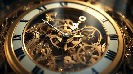 Ancient clock with complicated gears.
