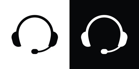 headphones on white and black background - obrazy, fototapety, plakaty