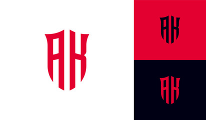 Letter AK emblem shield initial monogram logo design
