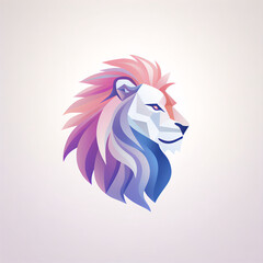 Blend of Soft Color Gradients in Minimalist and Elegant Modern Lion Logo Design