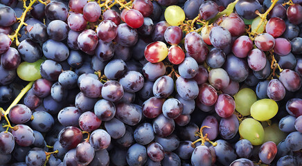 Wine-Lover's Delight - Background Featuring Many Ripe Grapes - obrazy, fototapety, plakaty